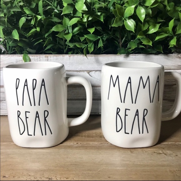 Rae Dunn Other - Rae Dunn PAPA BEAR MAMA BEAR Mug Set Large Letter